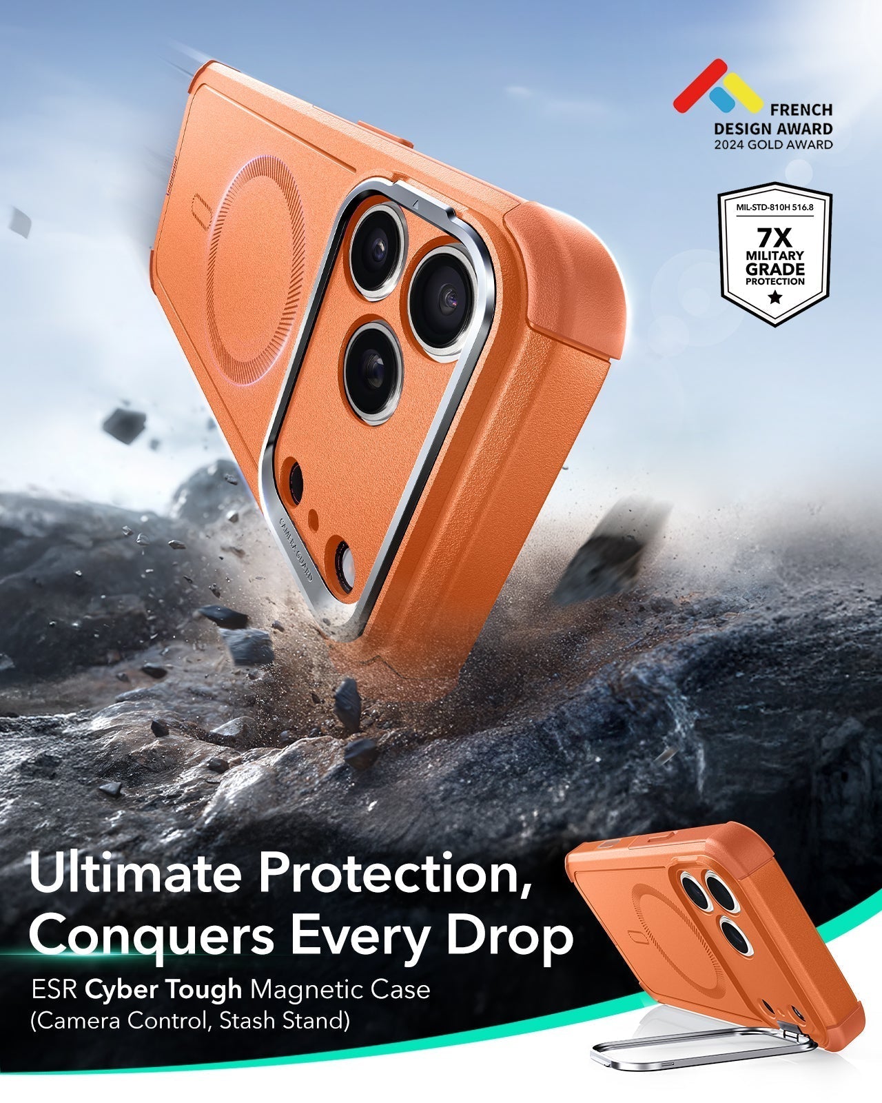 iPhone 17 Pro Max Cyber Tough Magnetic Case (Camera Control, Stash Stand)