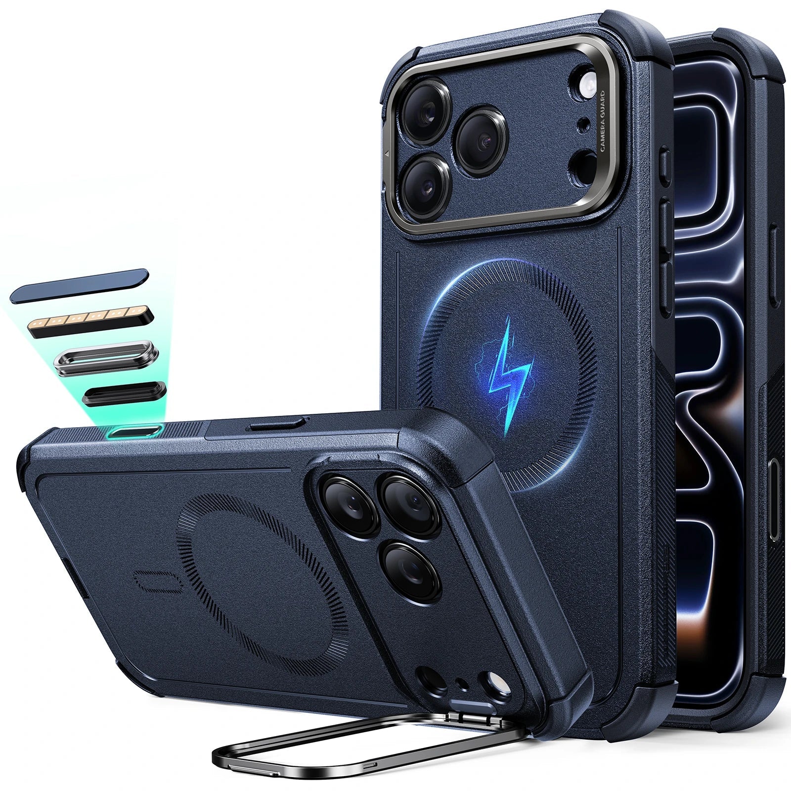 iPhone 17 Pro Cyber Tough Magnetic Case (Camera Control, Stash Stand)