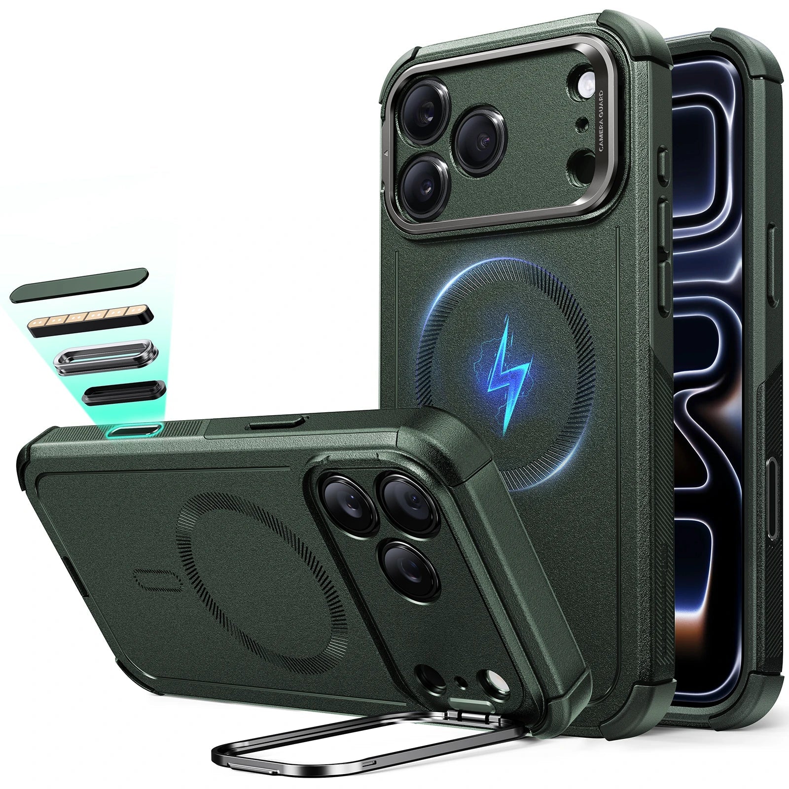 iPhone 17 Pro Cyber Tough Magnetic Case (Camera Control, Stash Stand)