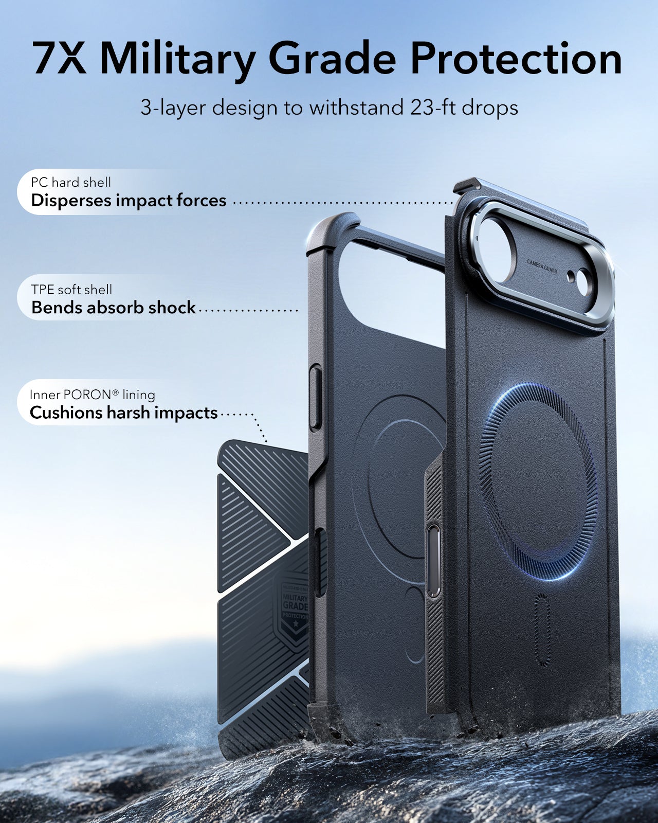 iPhone Air Cyber Tough Magnetic Case (Camera Control, Stash Stand)