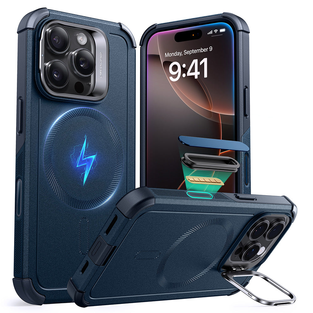iPhone 16 Pro Cyber Tough Magnetic Case (Camera Control, Stash Stand)