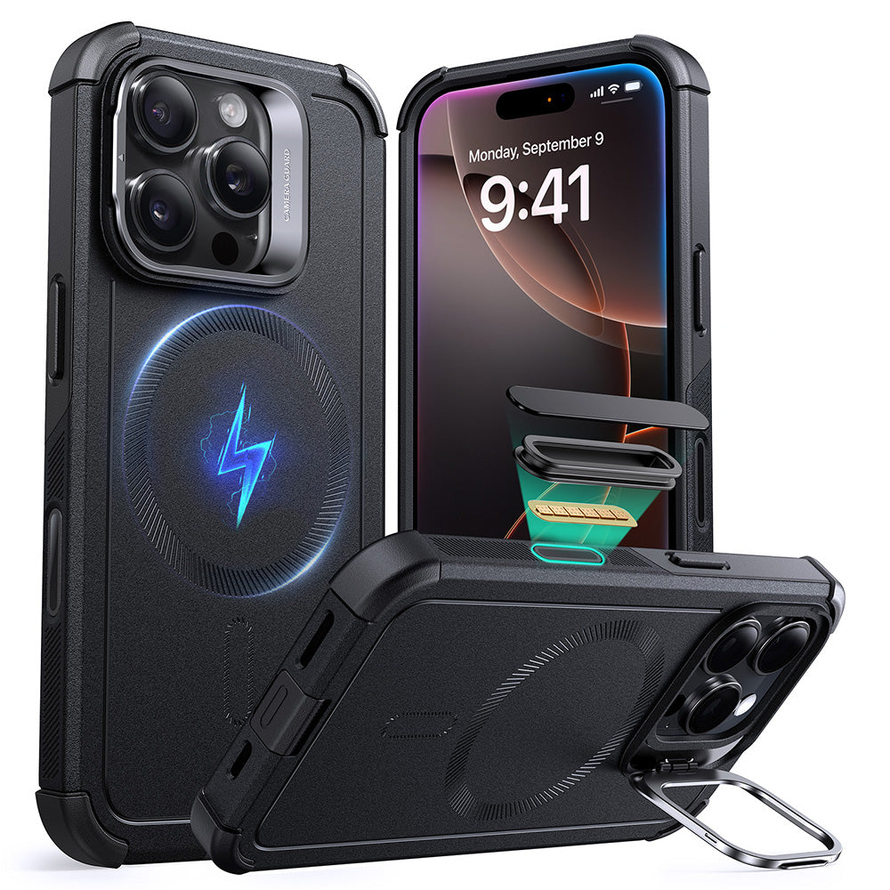 iPhone 16 Pro Max Cyber Tough Magnetic Case (Camera Control, Stash Stand)
